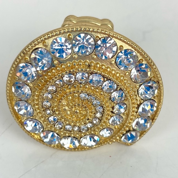Rhinestone Nautilus Statement Ring  Cocktail in Gold - Picture 8 of 11